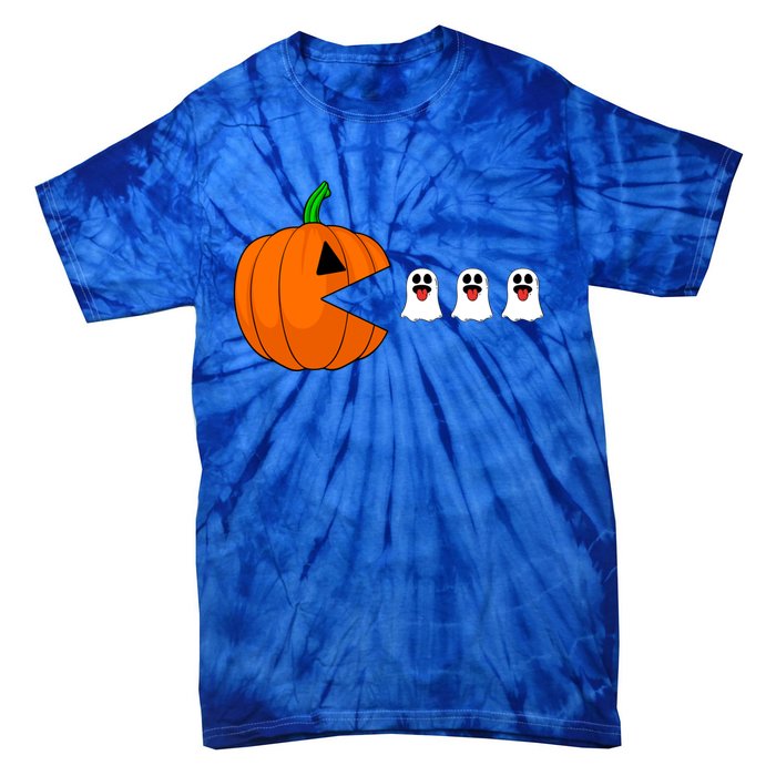 Funny Halloween Pumpkin Eating Ghost Gamer Cute Gift Tie-Dye T-Shirt