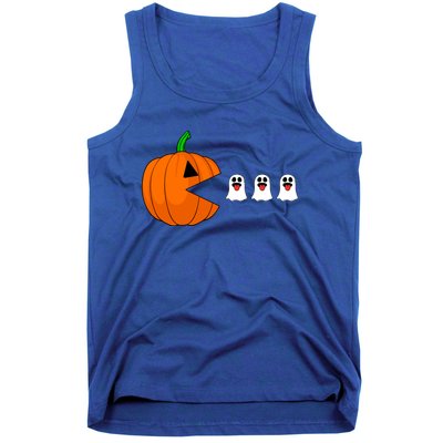 Funny Halloween Pumpkin Eating Ghost Gamer Cute Gift Tank Top