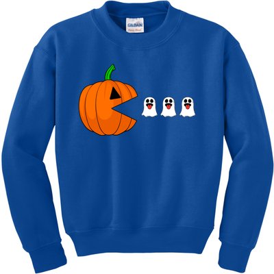 Funny Halloween Pumpkin Eating Ghost Gamer Cute Gift Kids Sweatshirt