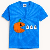 Funny Halloween Pumpkin Eating Ghost Gamer Cute Gift Kids Tie-Dye T-Shirt