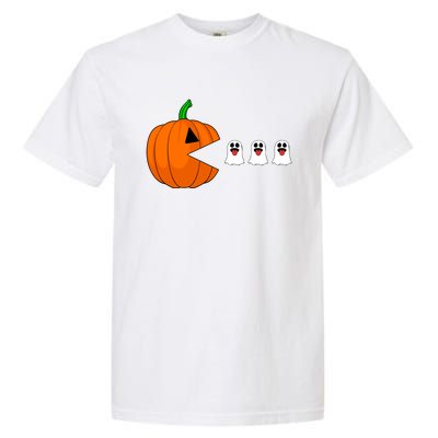 Funny Halloween Pumpkin Eating Ghost Gamer Cute Gift Garment-Dyed Heavyweight T-Shirt