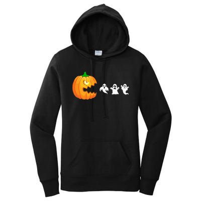 Funny Halloween Pumpkin Eating Ghost Gamer Women's Pullover Hoodie