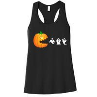 Funny Halloween Pumpkin Eating Ghost Gamer Women's Racerback Tank