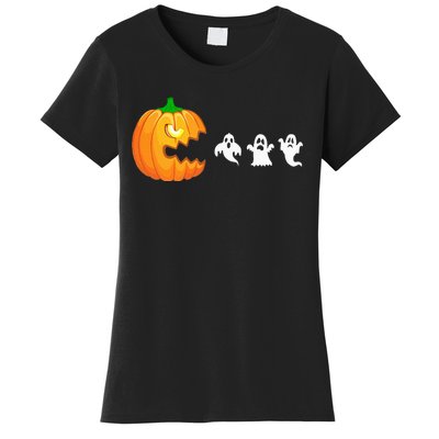 Funny Halloween Pumpkin Eating Ghost Gamer Women's T-Shirt