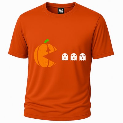 Funny Halloween Pumpkin Eating Ghost Gamer Cute Gift Cooling Performance Crew T-Shirt