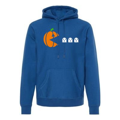 Funny Halloween Pumpkin Eating Ghost Gamer Cute Gift Premium Hoodie