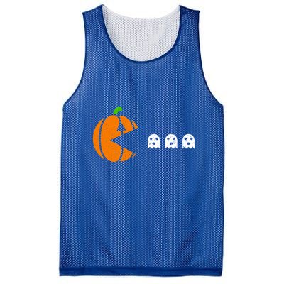 Funny Halloween Pumpkin Eating Ghost Gamer Cute Gift Mesh Reversible Basketball Jersey Tank