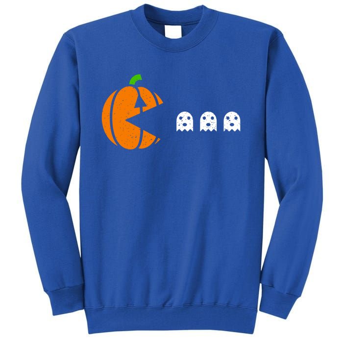 Funny Halloween Pumpkin Eating Ghost Gamer Cute Gift Tall Sweatshirt