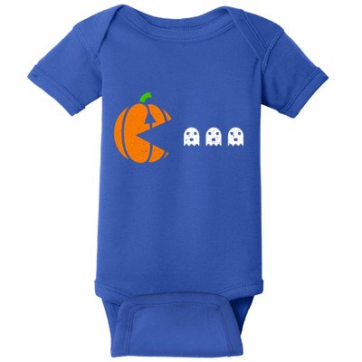 Funny Halloween Pumpkin Eating Ghost Gamer Cute Gift Baby Bodysuit