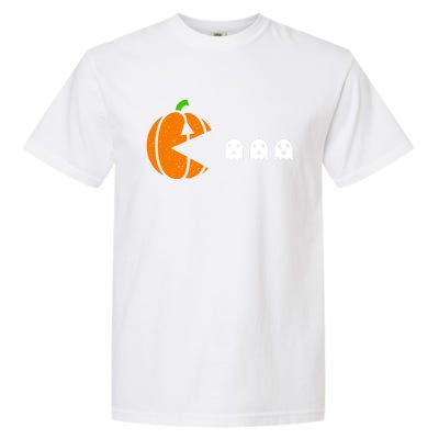 Funny Halloween Pumpkin Eating Ghost Gamer Cute Gift Garment-Dyed Heavyweight T-Shirt