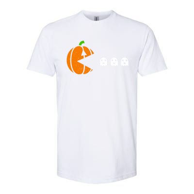 Funny Halloween Pumpkin Eating Ghost Gamer Cute Gift Softstyle CVC T-Shirt