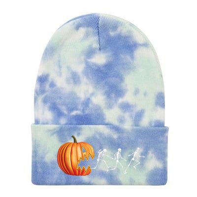 Funny Halloween Pumpkin Skeletons Jack O Lantern Tie Dye 12in Knit Beanie