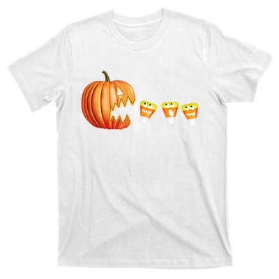 Funny Halloween Pumpkin Jack O Lantern Eating Candy Corn T-Shirt