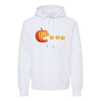 Funny Halloween Pumpkin Jack O Lantern Eating Candy Corn Premium Hoodie