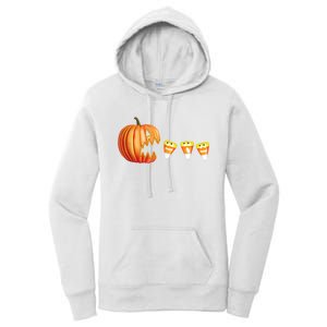 Funny Halloween Pumpkin Jack O Lantern Eating Candy Corn Women's Pullover Hoodie