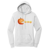 Funny Halloween Pumpkin Jack O Lantern Eating Candy Corn Women's Pullover Hoodie