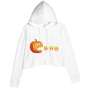 Funny Halloween Pumpkin Jack O Lantern Eating Candy Corn Crop Fleece Hoodie