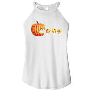 Funny Halloween Pumpkin Jack O Lantern Eating Candy Corn Women's Perfect Tri Rocker Tank