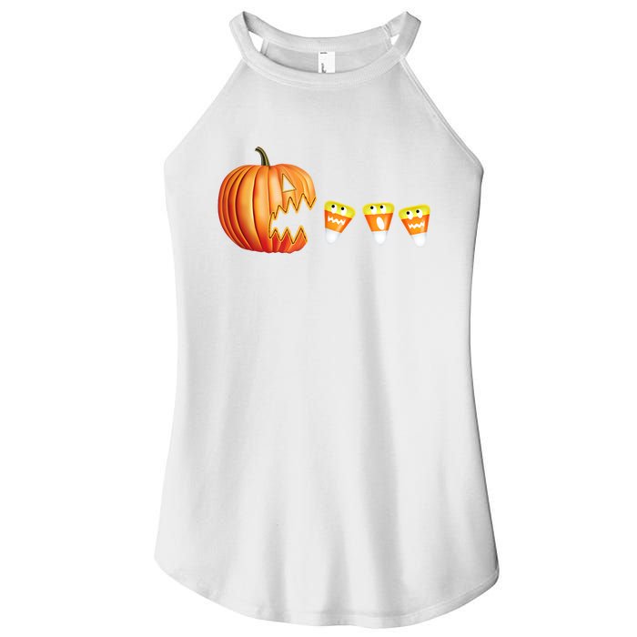 Funny Halloween Pumpkin Jack O Lantern Eating Candy Corn Women's Perfect Tri Rocker Tank