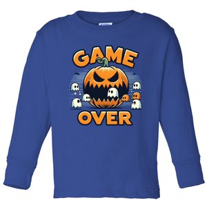 Funny Halloween Pumpkin Eating Ghost Gamer Gift Toddler Long Sleeve Shirt