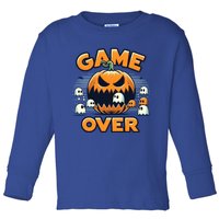 Funny Halloween Pumpkin Eating Ghost Gamer Gift Toddler Long Sleeve Shirt