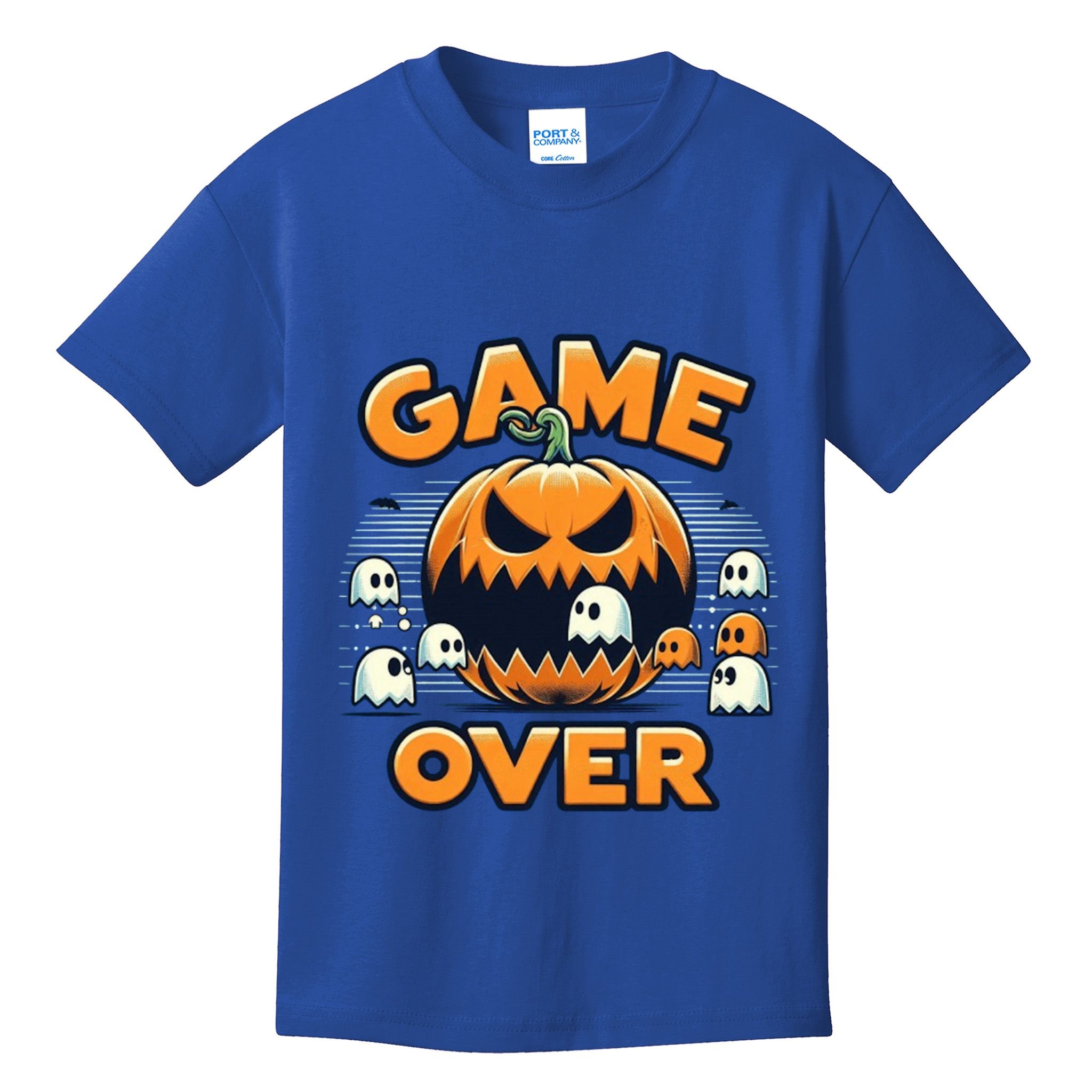Funny Halloween Pumpkin Eating Ghost Gamer Gift Kids T-Shirt