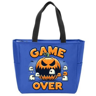 Funny Halloween Pumpkin Eating Ghost Gamer Gift Zip Tote Bag