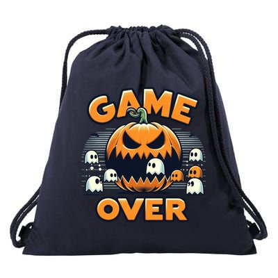 Funny Halloween Pumpkin Eating Ghost Gamer Gift Drawstring Bag