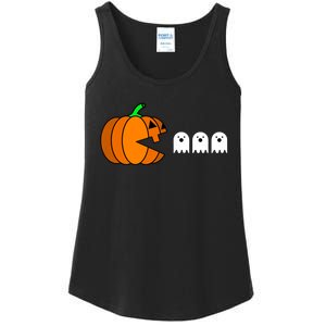 Funny Halloween Pumpkin Eating Ghost Gamer Ladies Essential Tank