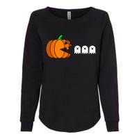 Funny Halloween Pumpkin Eating Ghost Gamer Womens California Wash Sweatshirt