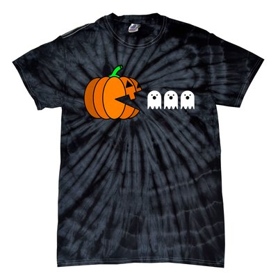 Funny Halloween Pumpkin Eating Ghost Gamer Tie-Dye T-Shirt