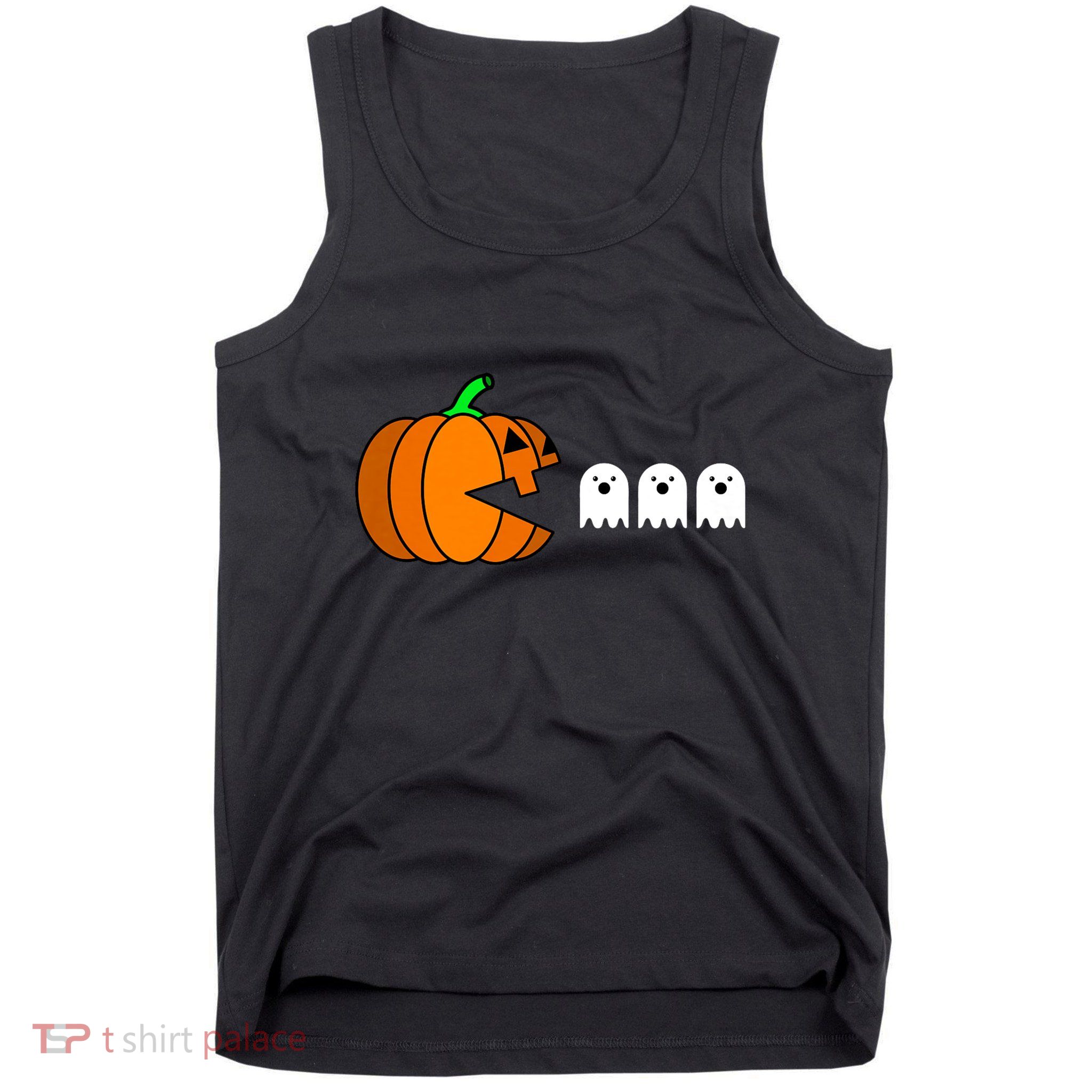 Funny Halloween Pumpkin Eating Ghost Gamer Tank Top