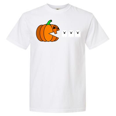 Funny Halloween Pumpkin Eating Ghost Gamer Garment-Dyed Heavyweight T-Shirt