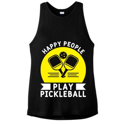 Funny Happy People Play Pickleball Paddles Player Gift Ladies PosiCharge Tri-Blend Wicking Tank