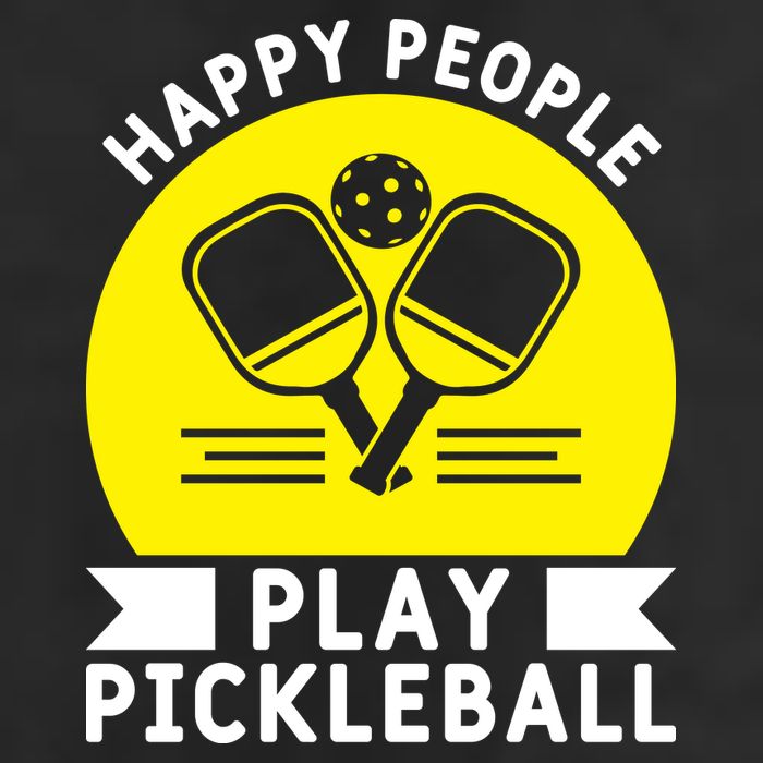 Funny Happy People Play Pickleball Paddles Player Gift 7 Panel Mesh Trucker Snapback Hat