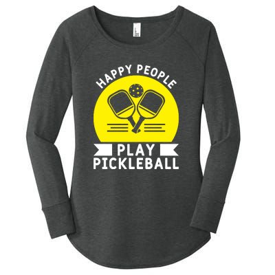 Funny Happy People Play Pickleball Paddles Player Gift Women's Perfect Tri Tunic Long Sleeve Shirt