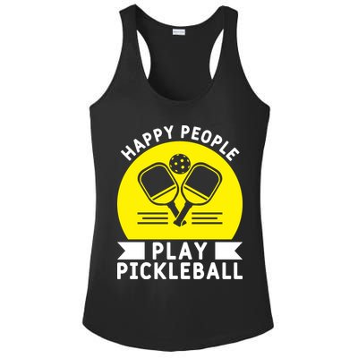 Funny Happy People Play Pickleball Paddles Player Gift Ladies PosiCharge Competitor Racerback Tank