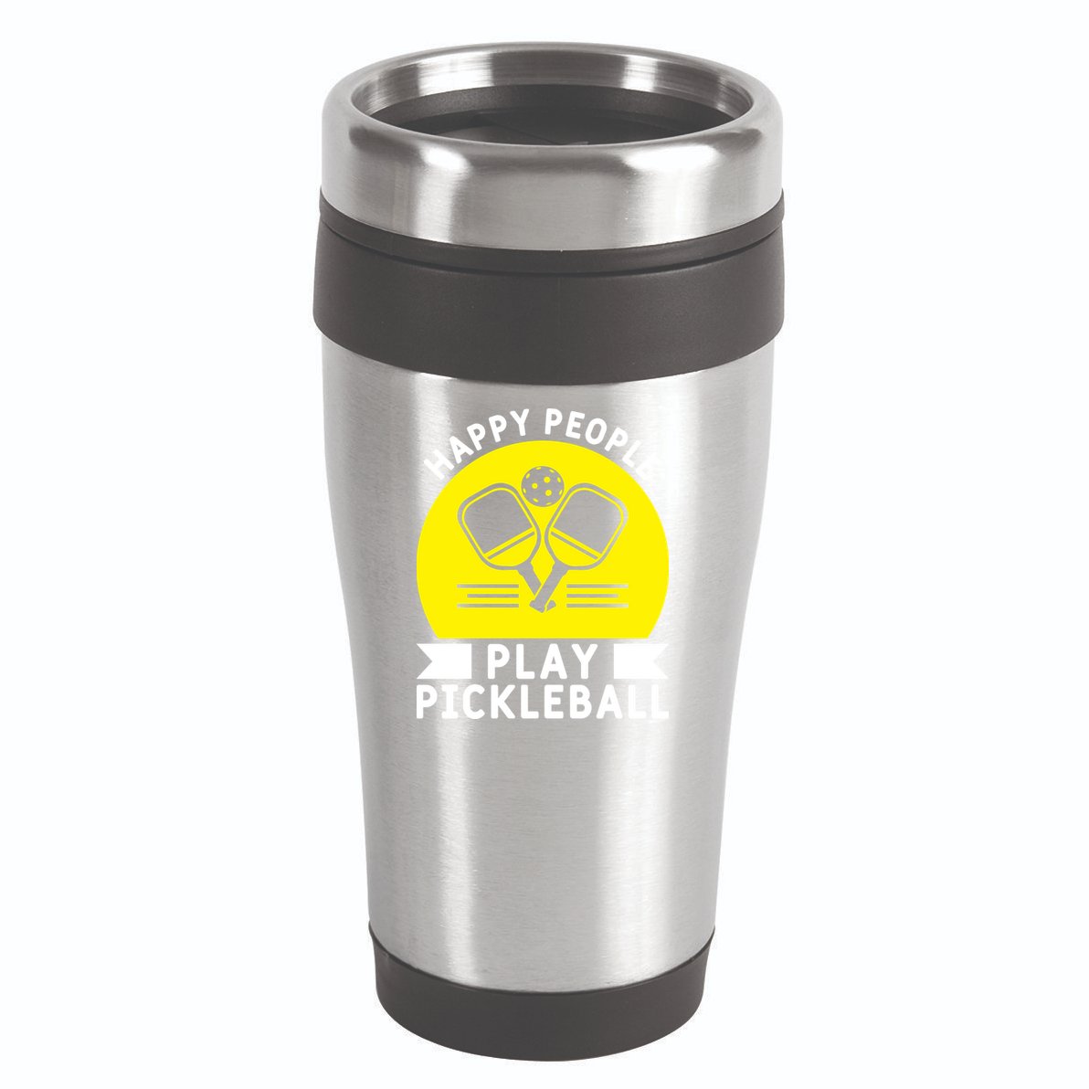 Funny Happy People Play Pickleball Paddles Player Gift 16oz Travel Tumbler