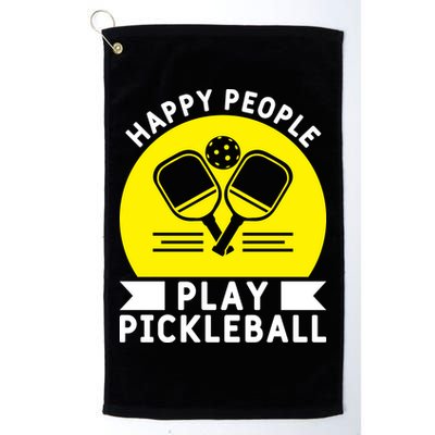 Funny Happy People Play Pickleball Paddles Player Gift Golf Towel