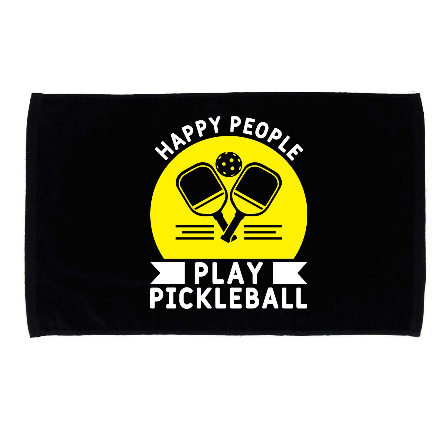 Funny Happy People Play Pickleball Paddles Player Gift Microfiber Hand Towel