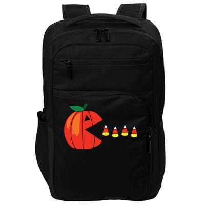 Funny Halloween Pumpkin Eating Candy Corn Impact Tech Backpack