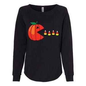 Funny Halloween Pumpkin Eating Candy Corn Womens California Wash Sweatshirt