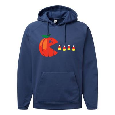 Funny Halloween Pumpkin Eating Candy Corn Performance Fleece Hoodie