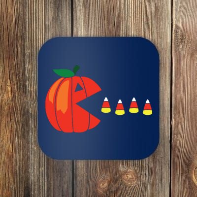 Funny Halloween Pumpkin Eating Candy Corn Coaster