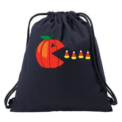 Funny Halloween Pumpkin Eating Candy Corn Drawstring Bag