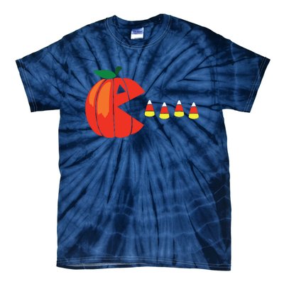 Funny Halloween Pumpkin Eating Candy Corn Tie-Dye T-Shirt