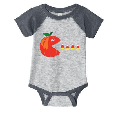 Funny Halloween Pumpkin Eating Candy Corn Infant Baby Jersey Bodysuit