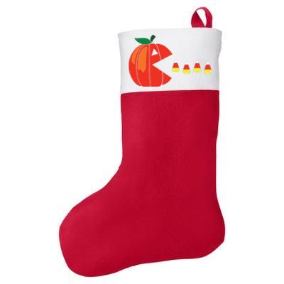 Funny Halloween Pumpkin Eating Candy Corn Felt Holiday Christmas Stocking