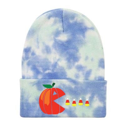 Funny Halloween Pumpkin Eating Candy Corn Tie Dye 12in Knit Beanie