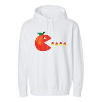 Funny Halloween Pumpkin Eating Candy Corn Garment-Dyed Fleece Hoodie